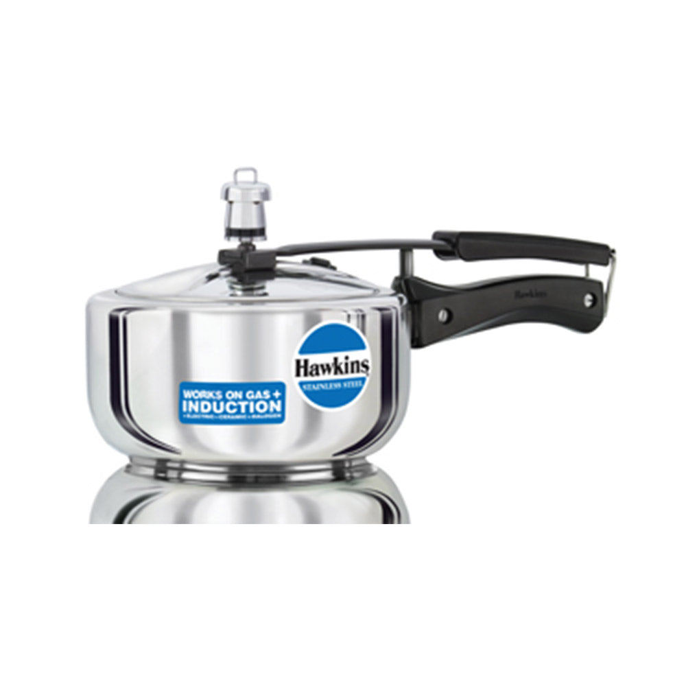 Hawkins Stainless Steel Pressure Cooker Stainless Steel 2 Litre: HSS 20 with Hawkins Genuine 2 Gasket & 2 Safety Valve