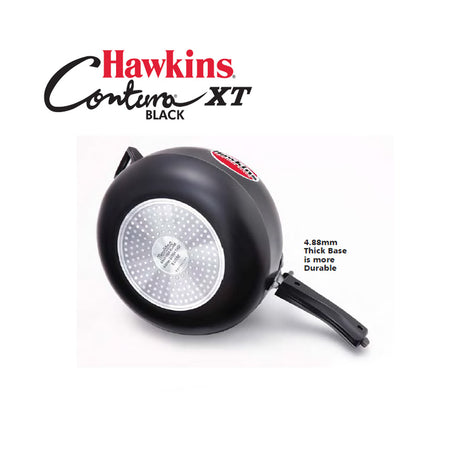 HAWKINS 5 LITRE CONTURA BLACK HARD ANODISED INDUCTION COMPATIBLE PRESSURE COOKER : CXT50