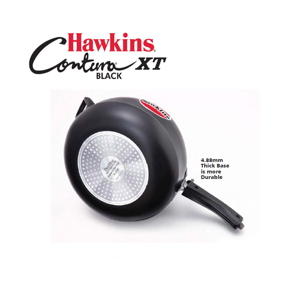 Hawkins Contura Black XT Pressure Cooker Contura Black XT 3L: CXT30 with Hawkins Genuine 2 Gasket & 2 Safety Valve