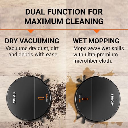 Eureka Forbes Robo eVac Versatile Robotic Vacuum Cleaner that sweeps and mops surfaces with Intelligent Suction Adjustment