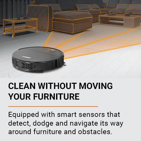 Eureka Forbes Robo eVac Versatile Robotic Vacuum Cleaner that sweeps and mops surfaces with Intelligent Suction Adjustment