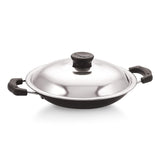 Anjali Non-Stick Appam Chetty with Stainless Steel Lid, (21cm)