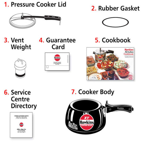 HAWKINS 5 LITRE CONTURA BLACK HARD ANODISED INDUCTION COMPATIBLE PRESSURE COOKER : CXT50