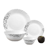 La Opala Diva Classique Misty Drops Dinner Set, 27-Pieces, White/Black