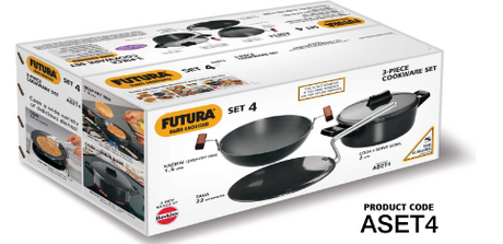 Hawkins Futura Hard Anodised Cookware (3 Pieces ) Set 4 ASET4