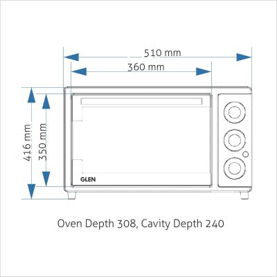 Glen Oven Toaster Grill 5030 BLRC 30 Litre with Multi function