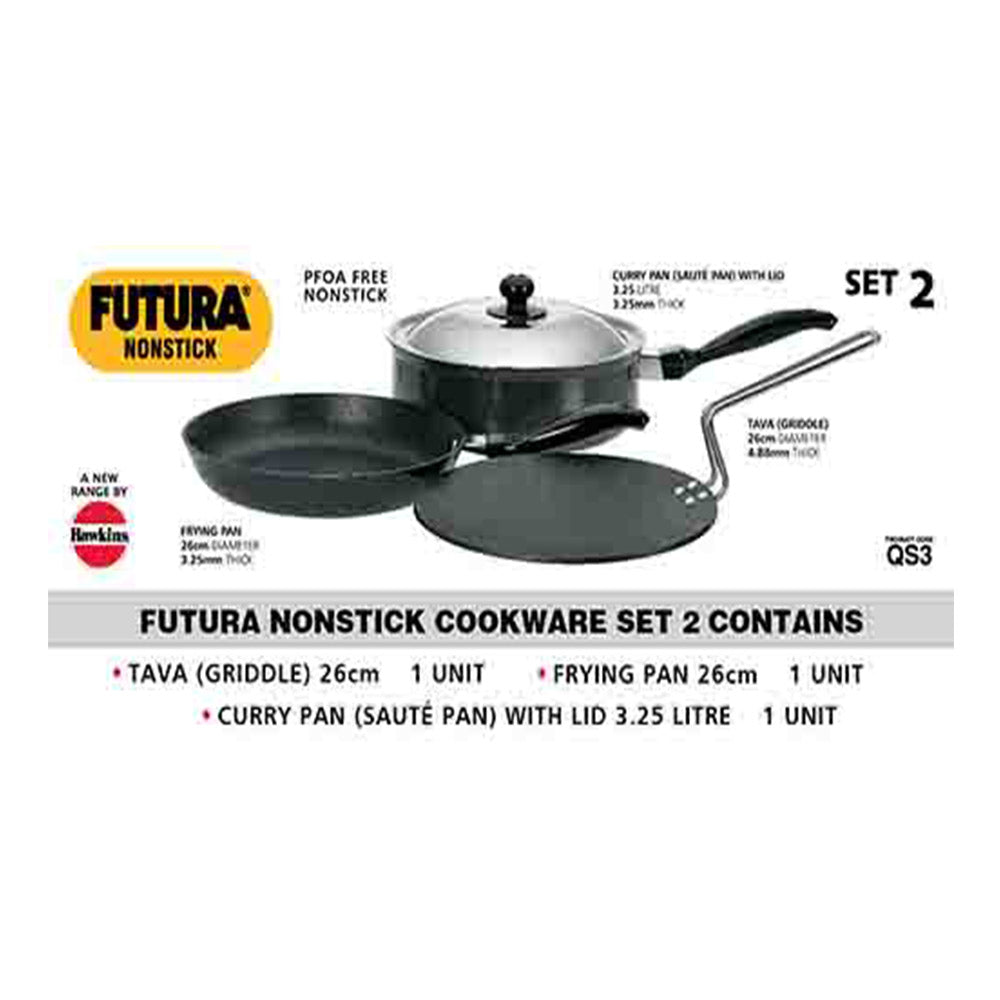 Buy Hawkins Futura Non-Stick Cookware Set 2 , 3 Pieces NSET 2 at apnidukaan.com