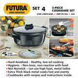 Hawkins Futura Hard Anodised Cookware (3 Pieces ) Set 4 ASET4