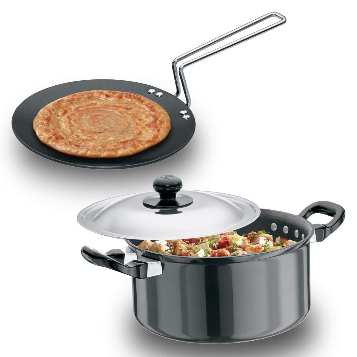 Hawkins Futura Hard Anodised Cookware (2 products and 1 SS lid) -Set 5 ASET5