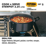 Hawkins Futura Hard Anodised Cookware (2 products and 1 SS lid) -Set 5 ASET5