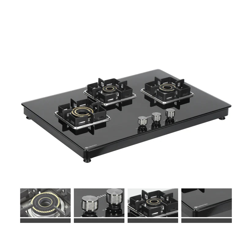Shine Three Burner Gas Stove/Hob Top Auto Ignition
