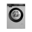 Front view of a Siemens fully automatic front loader washing machine with a capacity of 9 kg, model iQ700 WG44A2ZSIN, in silver color.