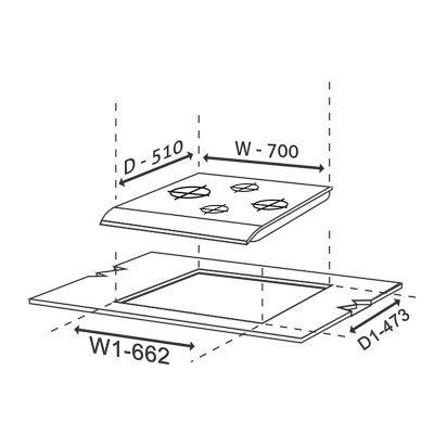 Glen 70 cm 4 Burner Built-in Glass Hob 1074 X SQ INBB TR FFD (Flame Failure Device) 