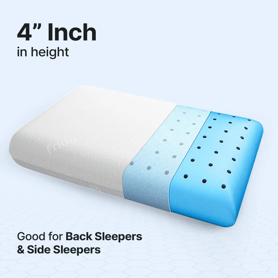 Ultimate Deep Sleep Pillow 4 Inch with Gel Cloud Memory Foam for Neck & Shoulder Support