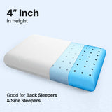 Ultimate Deep Sleep Pillow 4 Inch with Gel Cloud Memory Foam for Neck & Shoulder Support