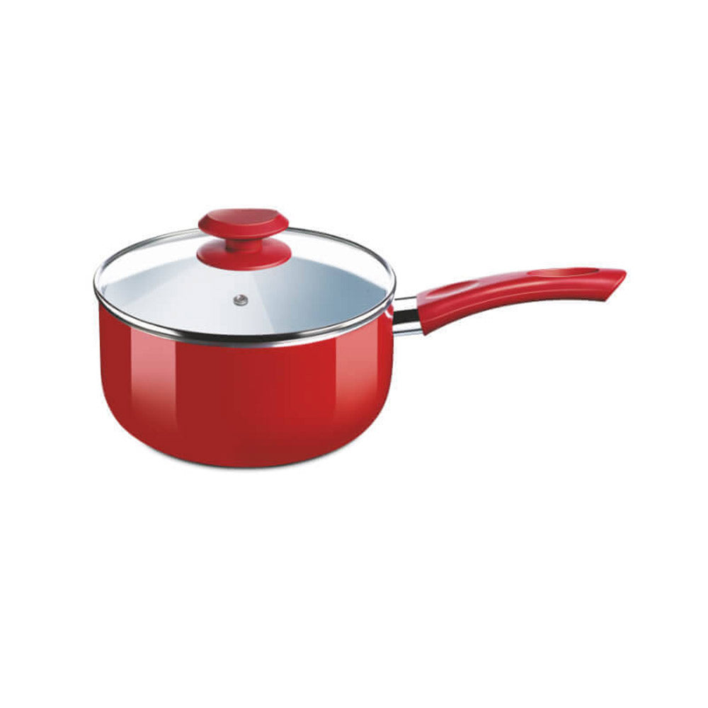 Bajaj Red 2L Ceramic Aluminium Sauce Pan Wit Lid