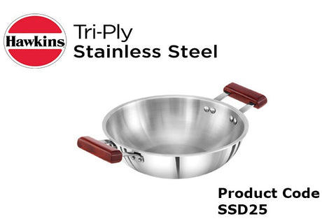 Hawkins Tri-Ply Stainless Steel Deep Fry Pan 2.5 Litre