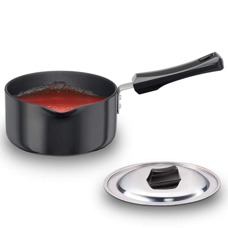 Hawkins Futura Hard Anodised Sauce Pan with Lid, 1.5 Litres, Black AS15S