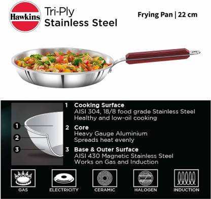 HAWKINS Tri-ply Stainless Steel Frying Pan