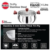 Hawkins Stainless Steel Handi 4 Litre with Glass lid (SSH40G)