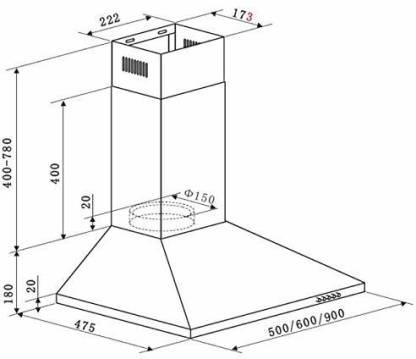 ELICA STRIP CF 60 NERO WALL MOUNTED CHIMNEY
