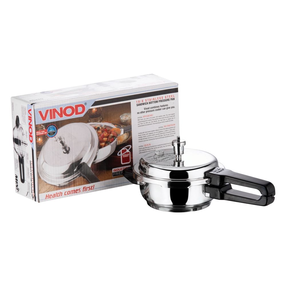 VINOD SS SANDWICH BOTTOM 2 LITRE PRESSURE PAN WITH LID - MINI
