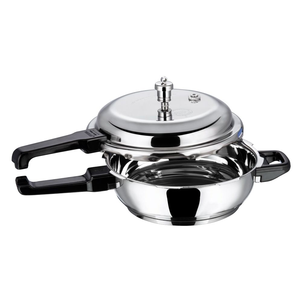 Vinod Stainless Steel Deep Pan Pressure Cooker With Lid - Jumbo (Induction Friendly)