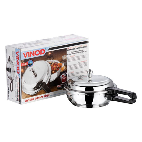 Vinod Stainless Steel Deep Pan Pressure Cooker With Lid - Jumbo (Induction Friendly)