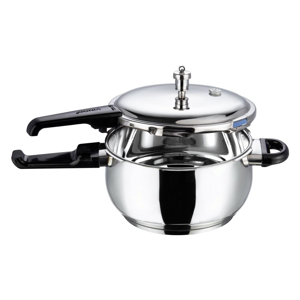 Vinod 18/8 Stainless Steel Splendid Plus Pressure Cooker - 5.5 L (Induction Friendly)