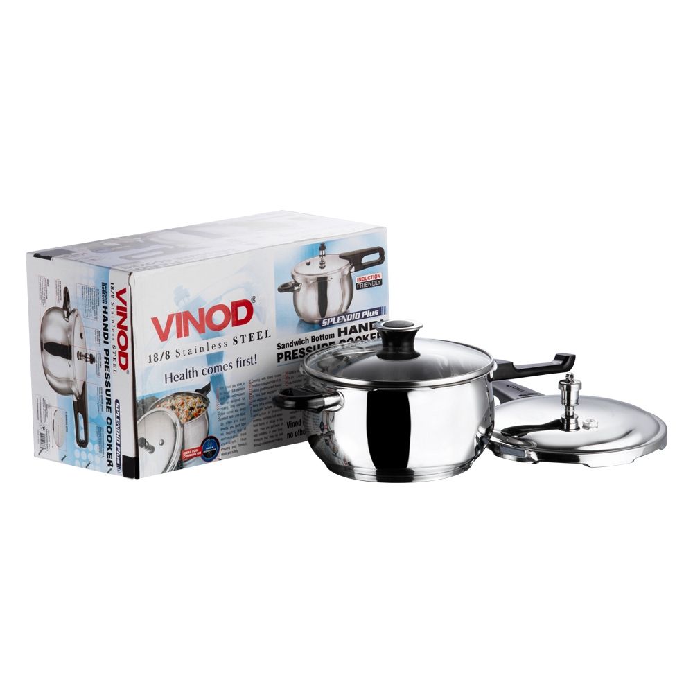 Vinod 18/8 Stainless Steel Splendid Plus Pressure Cooker - 5.5 L (Induction Friendly)