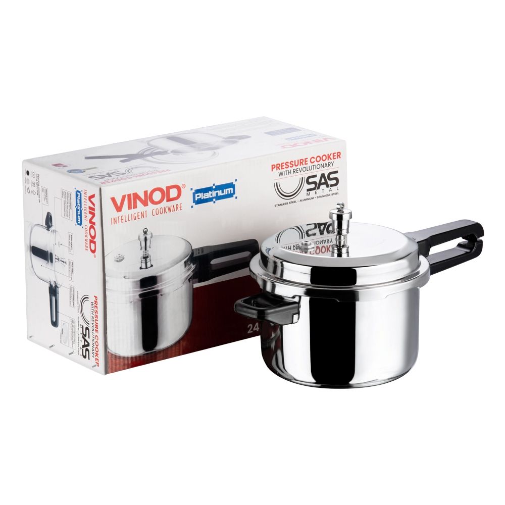 Vinod Platinum Triply Stainless Steel Pressure Cooker - 5 L (Induction Friendly)