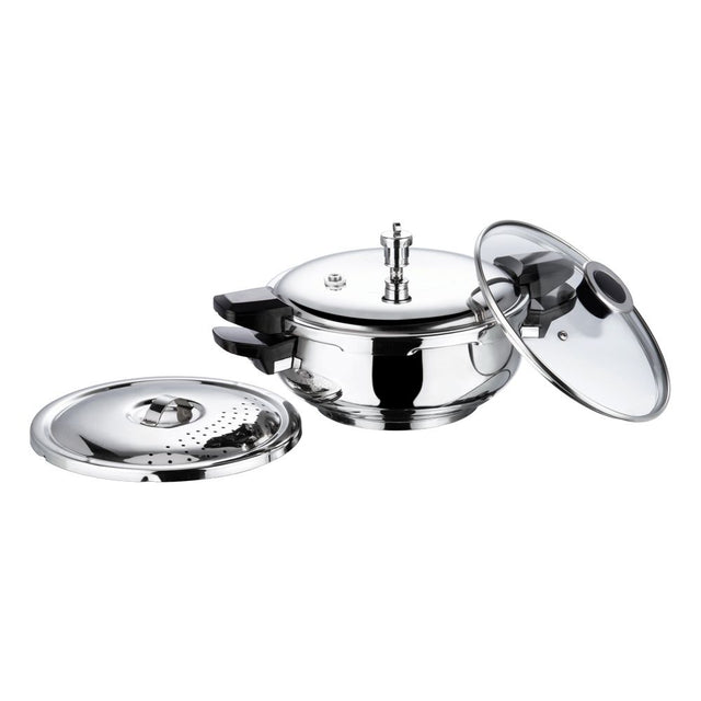 Vinod 18/8 Stainless Steel Magic Pressure Cooker - 3.5 Litre (Induction Friendly)