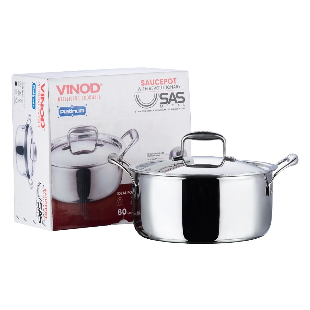 VINOD TRIPLY PLATINUM SERIES SAUCEPOT WITH SS LID (5L)
