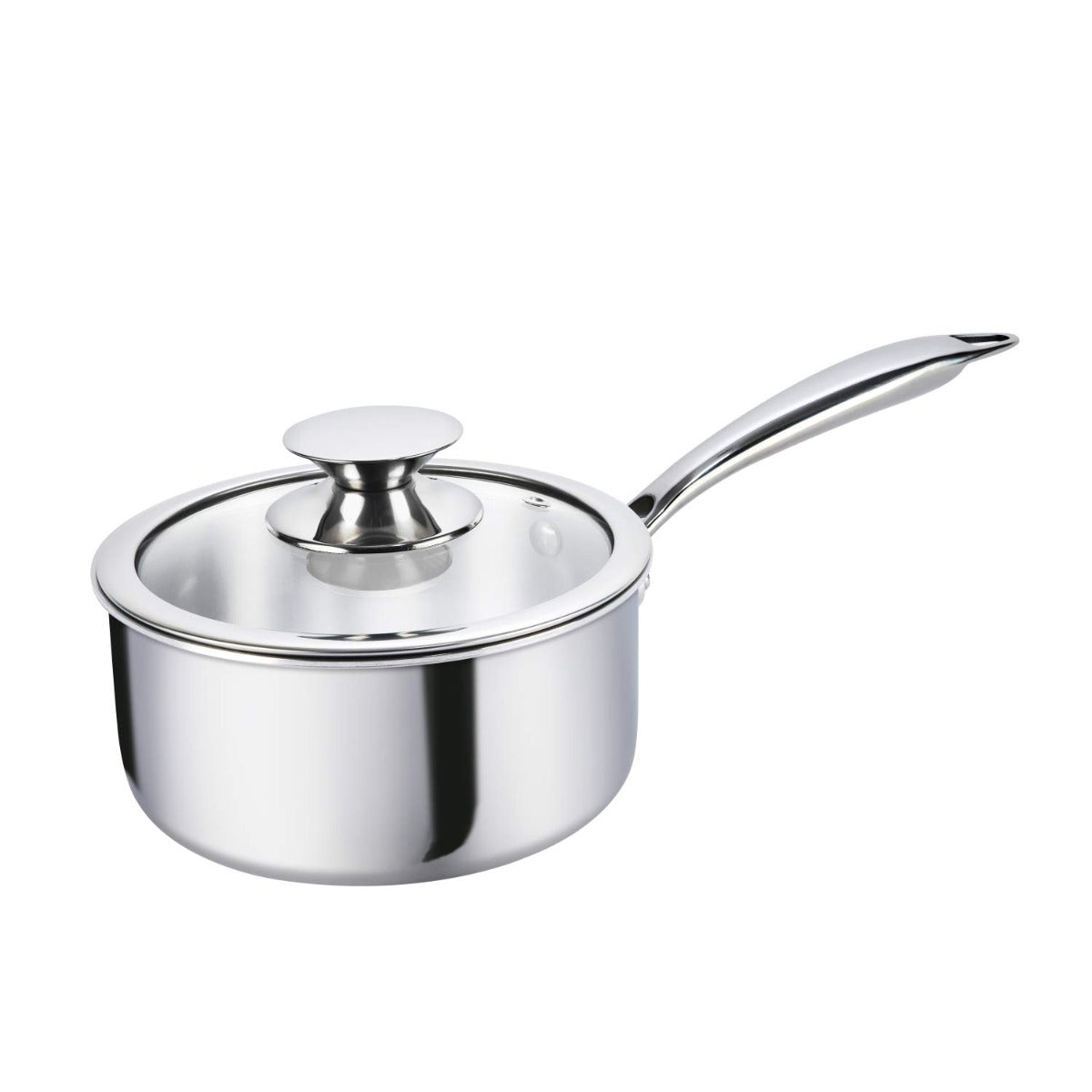 Alda 14 cm Vitale Tri-Ply Stainless Steel Sauce Pan with Glass Lid-1 LTR