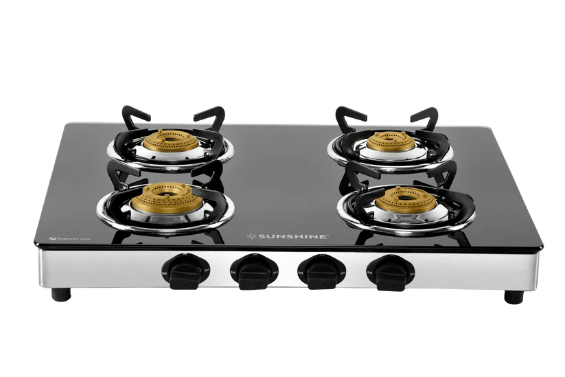 Swift 4 Burner Toughened Glass Gas Stove Manual Ignition