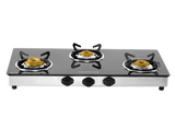 Swift 3 Burner Gas Stove Manual Ignition Glass Top (Black)
