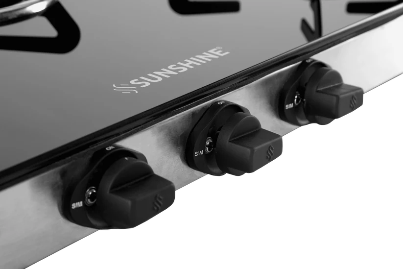 Swift 3 Burner Gas Stove Manual Ignition Glass Top (Black)