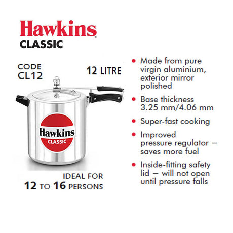 Hawkins Classic Pressure Cookers 12 Litre: CL12