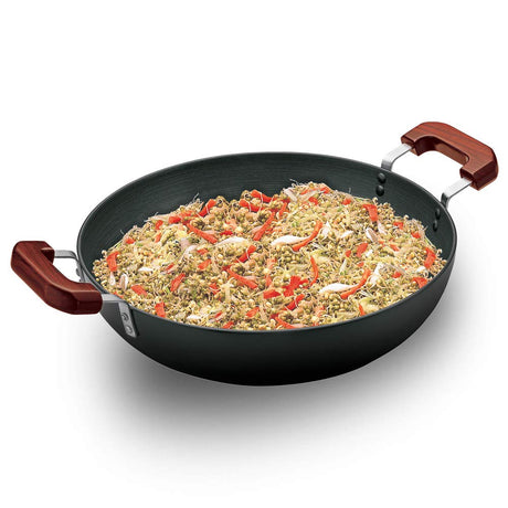 Hawkins Futura 7.5 Litre Hard Anodised Deep-Fry Pan (Flat Bottom) with 2 short handles AD75