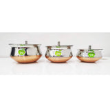 JVL Stainless Steel 3 Pieces Handi Pot Set ( 850ml , 1300 ml , 2200 ml)