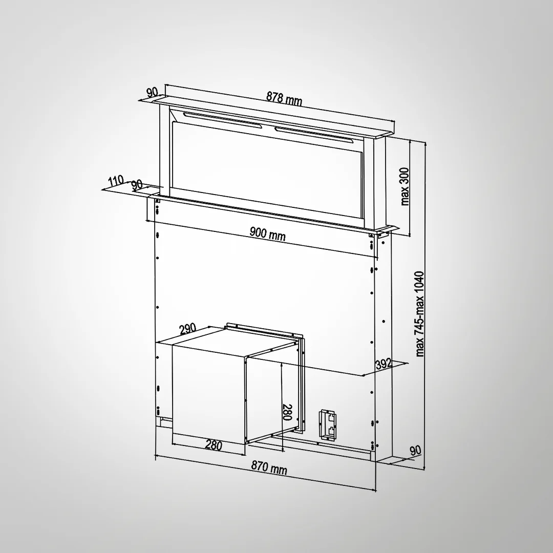 KAFF TOWNSVILLE 90 IS ADVANCED DOWNDRAFT TECHNOLOGY CHIMNEY