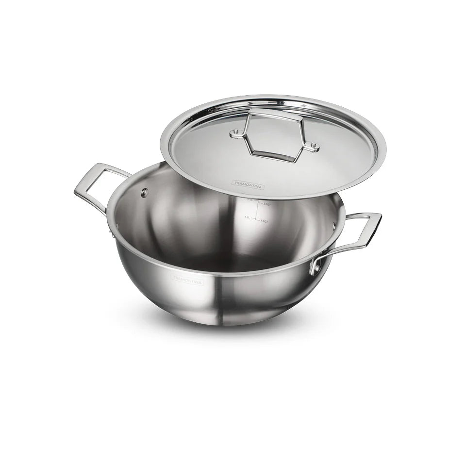 Tramontina Aeion 26cm Triply Deep Kadai with SS Lid