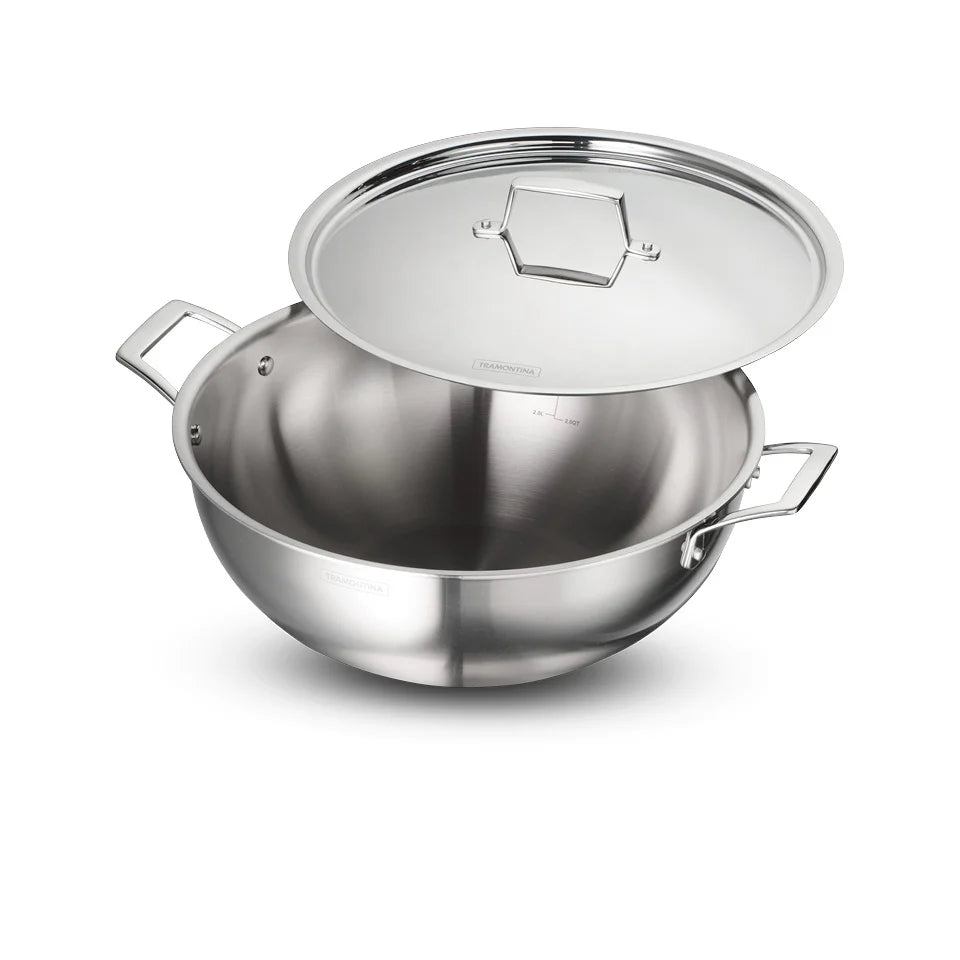 Tramontina Aeion 32cm Triply Deep Kadai with SS Lid
