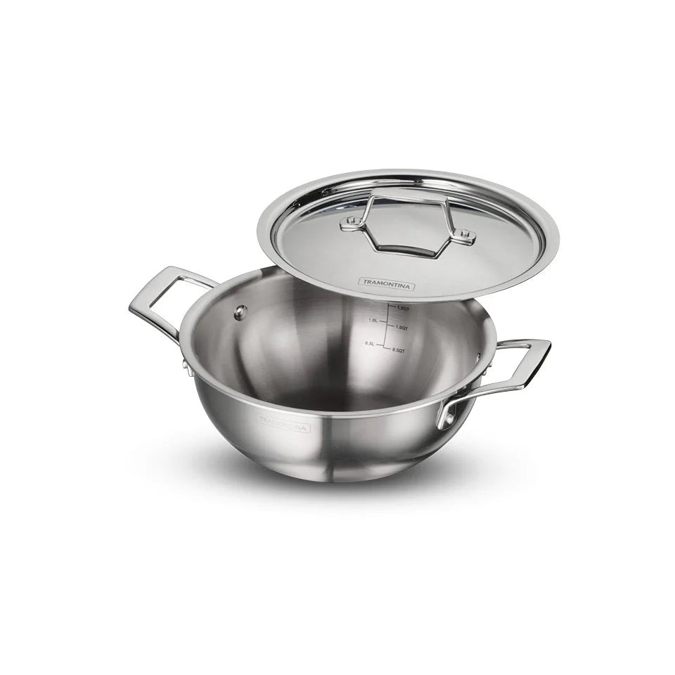 Tramontina Aeion 22cm Triply Deep Kadai with SS Lid