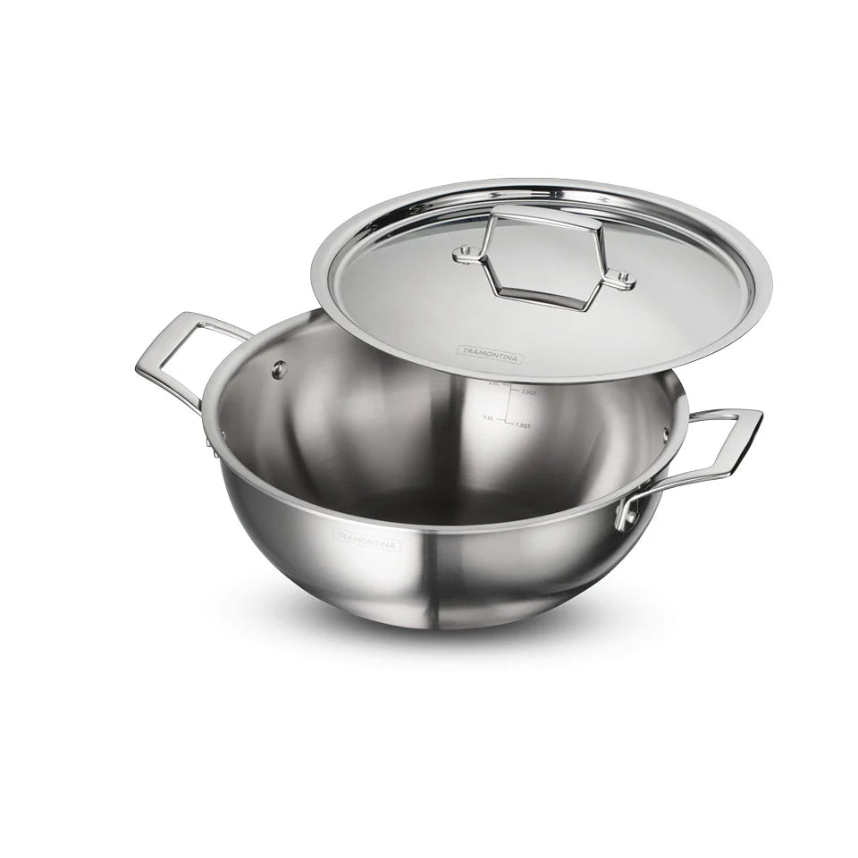 Tramontina Aeion 28cm Triply Deep Kadai with SS Lid