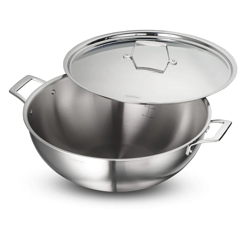 Tramontina Aeion 40cm Triply Deep Kadai with SS Lid