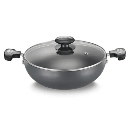 Prestige Hard Anodised Plus Gas & Induction Compatible Kadai with Glass Lid (36863)