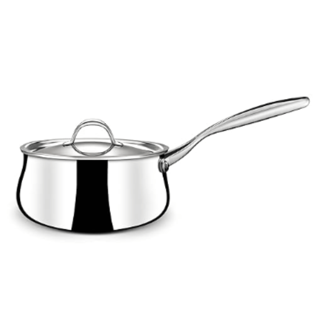 Stahl 1.6 L Stainless Steel Tea Pan, Triply Saucepan with Lid, Gas & Induction Base, 4276