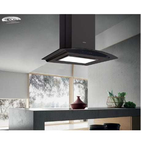 Elica Deep Silent Chimney GLACE EDS PLUS ISLAND HE LTW 90 NERO T4V LED P