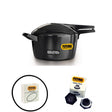 Futura Pressure Cooker Induction Base 5 Litre: IFP 50 with Hawkins Genuine 2 Gasket & 2 Safety Valve